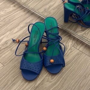 Charlotte Stone Strappy Blue Heels Lionel